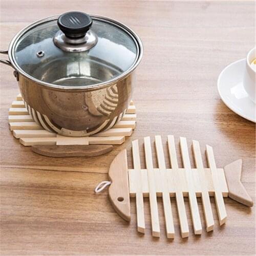 100Pcs/Lot 2 Style Exquisite Bamboo Bowl Kitchen Pad Apple Fish Type Coasters Cup Holder Insulated Against Hot Tea Pot Mat