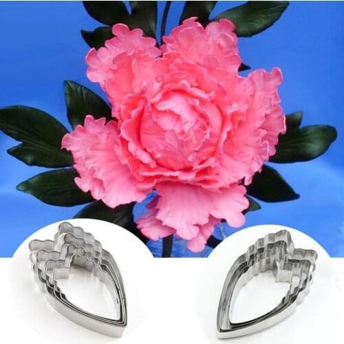 Peony Small 4Pcs Stainless Stell Cookie Cutter Pastry & Biscuit Baking Cutter Cake Decorating Tools Cupcake Mold Fondant Tools