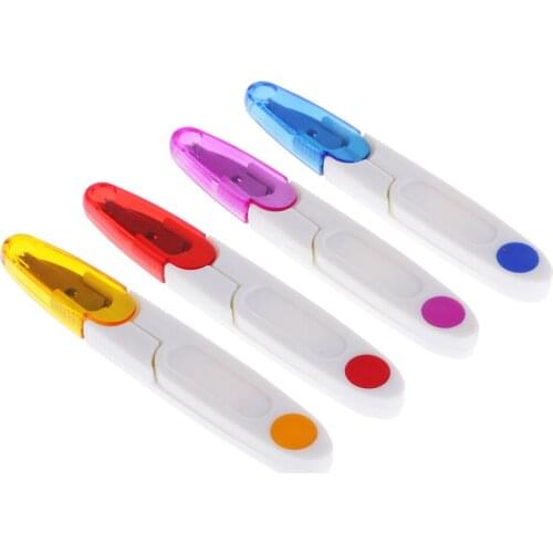 4pcs Plastic Grip Line Cloth Yarn Scissors Thread Cutter with Safety Cover