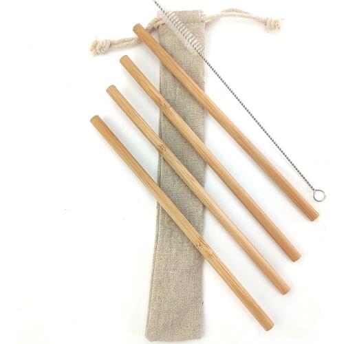 4 pcs for a set Bamboo Drinking Straws Reusable Eco-Friendly Party Kitchen Straws With Clean Brush Drop Shipping Wholesale