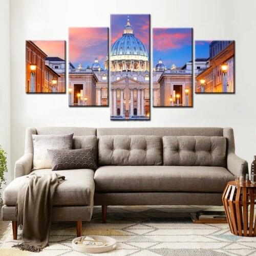 5 Pcs Art Gorgeous Castle Cavas Painting Wall Art Home Decor Modular Wall Paintings Pictures For Living Room Unframed