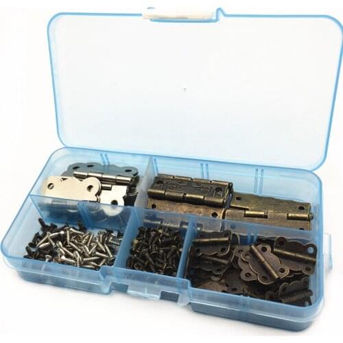 55pcs 3 kinds Small hinges archaize butterfly hinges Cabinet hardware accessories lace hinge hinge wooden box set DIY