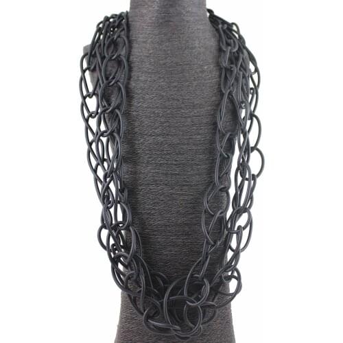 6Colors Fashion Multi Soft Rubber Circle Round Necklaces Long Bib Statement Necklace Handmade Casual Jewellery