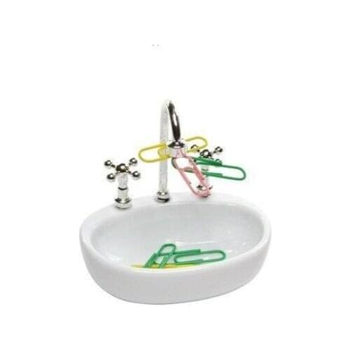 White Plastic Faucet Sink design Paper Clip Dispenser Holder