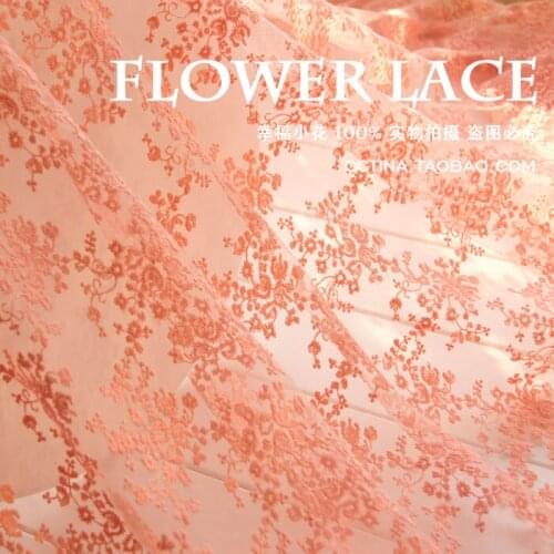 Free Shipping, Water soluble Exquisite Red Wedding Dress Curtain Cloth Clothes Diy cotton Lace Fabric 130cm Wide