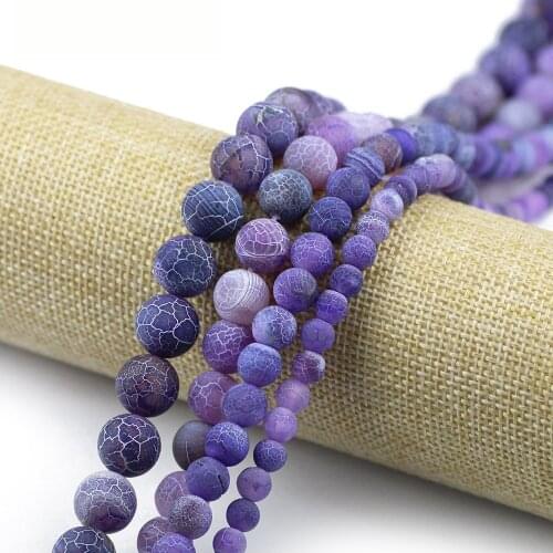 HGKLBB Matte Purple Weathered carnelian beads Natural Stone 6/8/10/mm Round Spacer Loose Beads For Jewelry Making Bracelet DIY