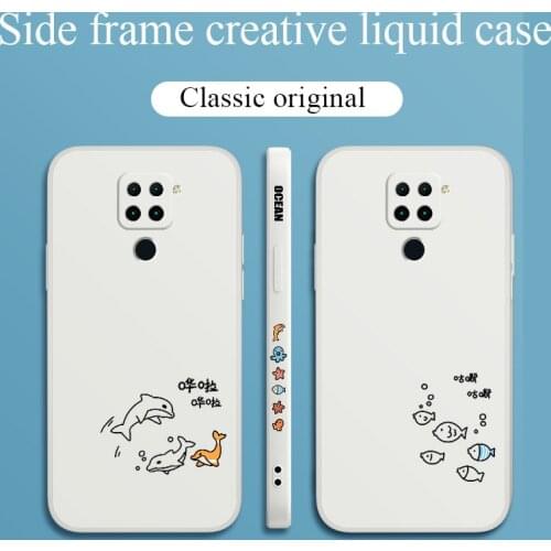 Bubble Dolphin Phone Case For Xiaomi Redmi Note 10 10S 9T 9 8 7 Pro MAX Redmi 9 9A K40 K40pro K30 K20 Liquid Silicone Cover