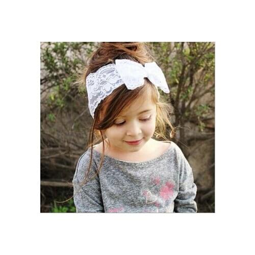2016 New 10PCS/lot Kids Girl Baby Headband Toddler Lace Big Bow Hair Band Bowknot Hair Accessories Children Head Wrap Headwear