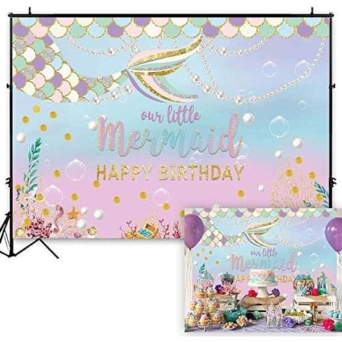 HUAYI Photography Backdrop Birthday Baby Shower Mermaid Underwater Child Photo Background Newborns Studio Photo Backdrop W-2272