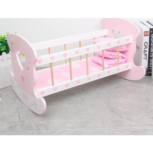 Early Childhood Crib Simulation Doll Bed Child Role Playing Baby Play House Shake Bed Toy Furniture