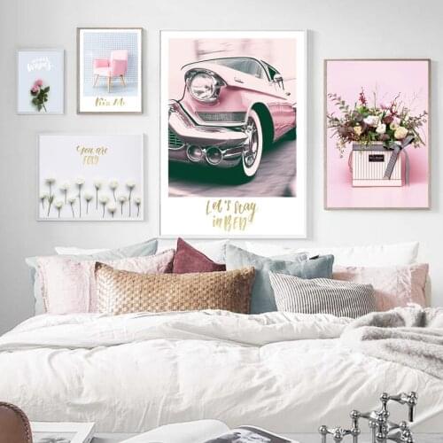 Peony Rose Flower Plant Chair Car Wall Art Canvas Painting Nordic Posters And Prints Wall Pictures For Living Room Home Decor