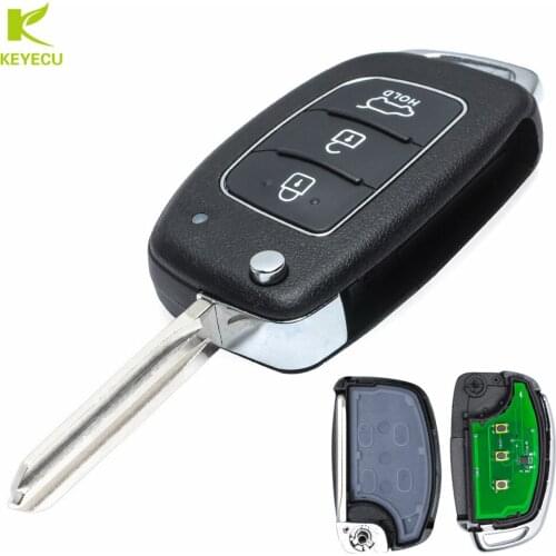 KEYECU 3 Button Replacement Folding Remote Key Fob 433MHz ID46 for Hyundai Elantra 2014-2016 OKA-865T P/N: 95430-3X310