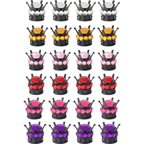 4pcs Car Wheel Tire Valve Caps Copper Core Bling Rhinestone Crown Styling Motorcycle Truck Tyre Rim Stem Dust Air Cover Accessor