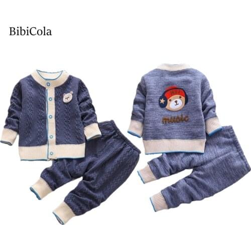 Baby Boy Girls sweater Set Children Winter Warm coat+ pants Clothes Baby Tracksuit Clothes Infant Pajamas Set Child Sport Set