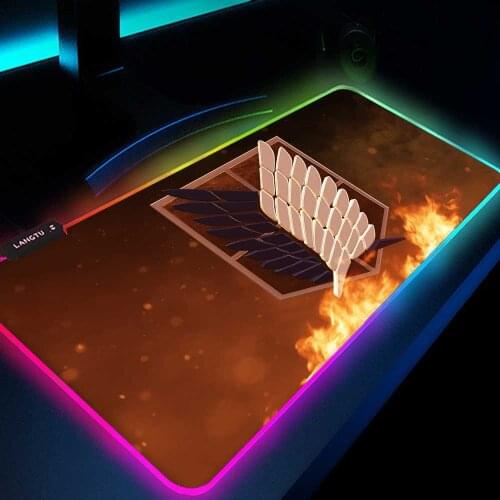 Attack on Titan Mouse Pad Gaming Keyboard Mat Laptop Gamer Decoration Play Mats with Backlight Usb Mat Rgb Mousepad Carpet Led