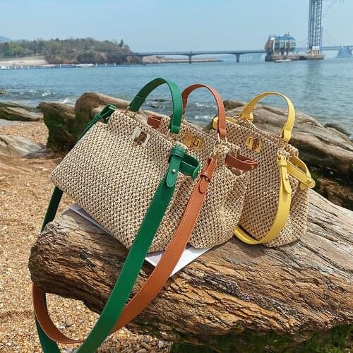 Summer premium texture woven handbag 2021 new fashion one-shoulder womens designer messenger bag messenger straw woven bag
