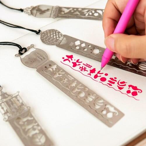 Bookzzicard ruler tools slitless metal bookmark ruler metal straight ruler