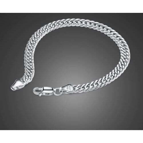 Wholesale high quality mens jewelryt Fashion 100% 925 sterling silver men & boys bracelet Solid silver 6mm 23cm Bracelet gift