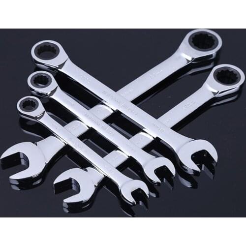 Ratchet Combination Metric Wrench Set Fine Tooth Gear Ring Torque and Socket Wrench Set Nut Tools for Repair A Set of Wrench