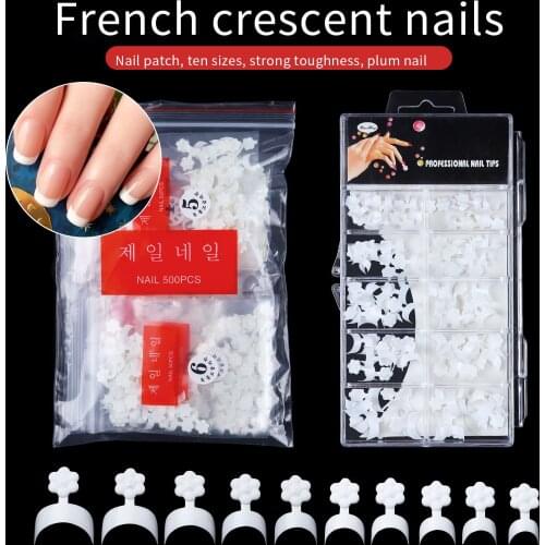 New beginning-Beauty 100/500 Pcs Crescent Moon Fake Nails for Art Decoration Fashion French Nail Accessories for Manicure Design