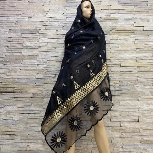 Real Shot!African Women Cotton Scarfs Cotton Splicing Net Scarf Soft Headscarf Women Hijab Scarf on Sales BF-181
