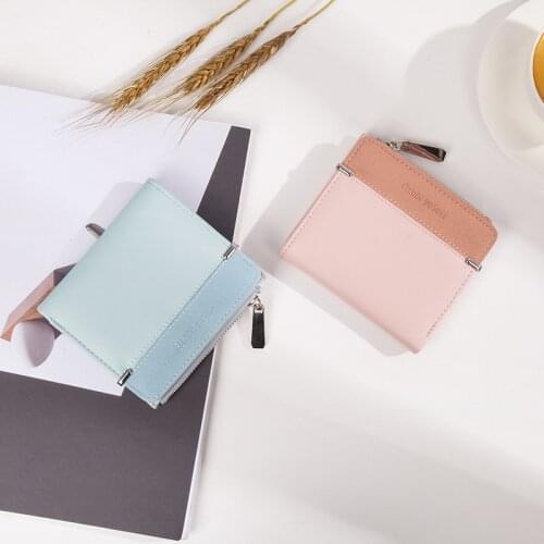 2021 spring new womens wallet ultra-thin short zipper wallet female Korean version multi-card two-fold small wallet