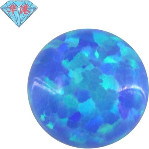 OP05 Blue Round Shape Cabochon Opal Flat Back Beads Synthetic Gemstones For Jewelry Making DIY 3.0mm~7.0mm Free Shipping