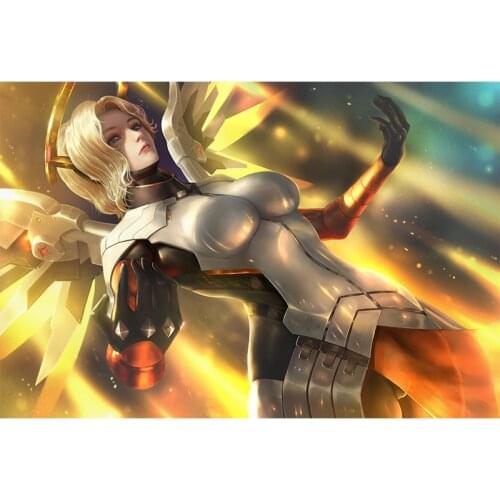 Print Canvas Anime Game Overwatch Gold Angel Sexy Girl Art Poster 40x60 50x70 60x90 Custom Living Room Bedroom Decor Painting