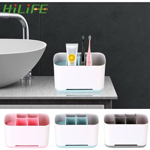 HILIFE Shaving Makeup Brush Storage Case Battery Organizer Stand Toothpaste Electric Toothbrush Holder Bathroom Accessories