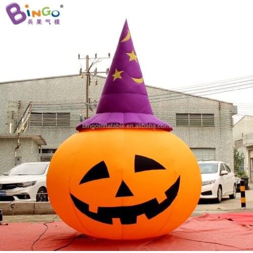 Portable inflatable halloween pumpkin hat lamp led with 3.5mh decorative light pumpkin advertisting for halloween lighting toys