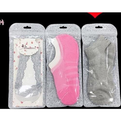 Qi 100 Pcs/Lot Clear Plastic Reclosable Zipper Poly Bag Long Shape Storage Necklace Packaging Bag for Gift Clothes Socks Jewelry