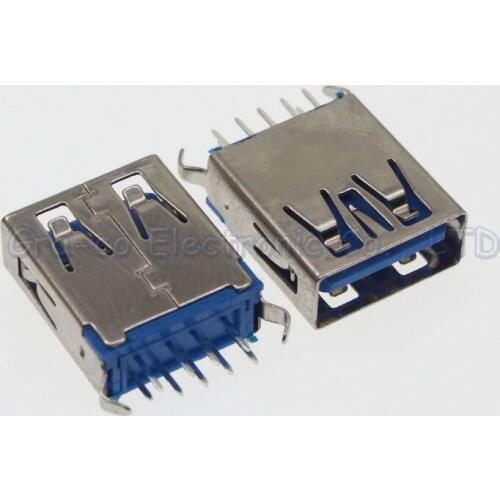 USB 3.0 connector A female socket 180-degree vertical high-speed USB 3.0 female socket AF180 degree