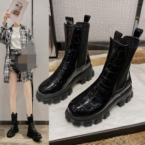 Lolita Boots Flat Heel Chelsea Womens Rubber Shoes Rain Clogs Platform Boots-women Booties Ladies Round Toe Luxury