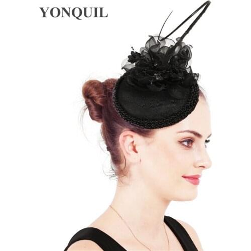 Gorgeous Ladies Women Millinery Cap Bride Wedding Fascinator Hats On Headbands Cocktail Race Hair Accessories Flower Fedora Cap