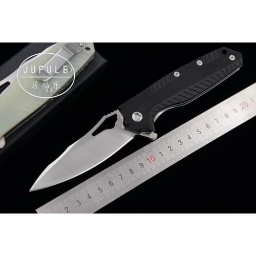 JUFULE custom made Shuttle 9Cr18MoV G10 ball Bearing flipper folding camp hunt outdoor survival pocket EDC tool kitchen knife