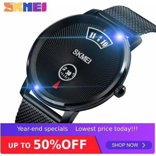 SKMEI Men Quartz Watch Men Business Wristwatches Simple Style Waterproof Stainless Steel Leather Brand Black Colors 1490