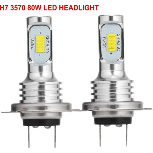 1 Pair 12V 24V LED SMD3570 80W 6500K 4000 LM IP68 Waterproof H7 Fog Headlight for Cars Trucks Vans SUVs ATVs Motorcycles