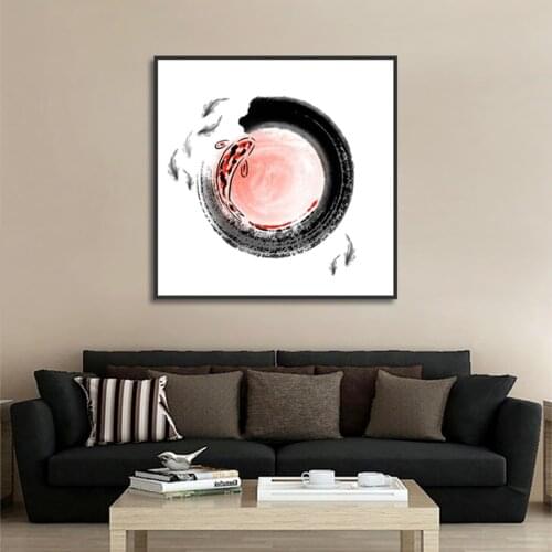 Traditional Scroll Chinese Painting Print on Canvas Posters and Prints Ink Japanese Koi Carp Wall Pictures for Living Room