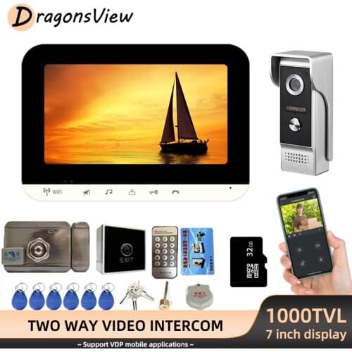 DragonsView Wifi Intercom Video Door Phone with Electric Lock Wireless 1000TVL Doorbell Camera Motion Detection Remote Unlock