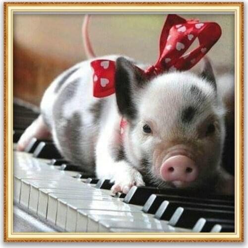 Animal Pig DIY Embroidery Cross Stitch 11CT Kits Craft Needlework Set Cotton Thread Printed Canvas Home Decoration Dropshipping