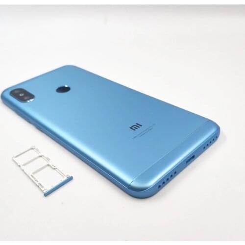 Original For Xiaomi Mi A2 Lite / Redmi 6 Pro Battery Back Cover Rear Housing Metal Door Camera Glass Lens+Side Button +Sim Tray