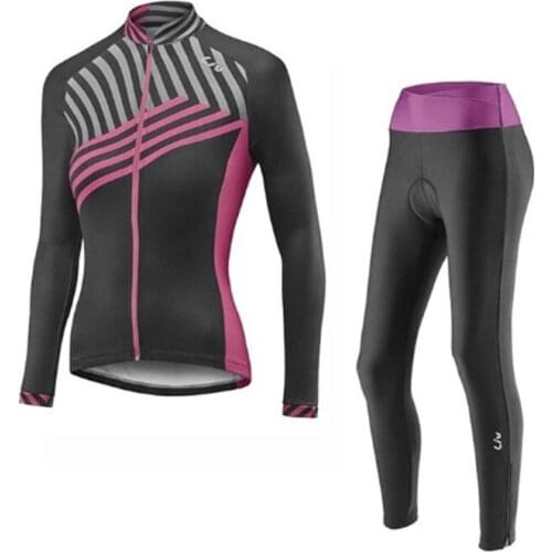 Women Autumn Long Sleeve LIV Cycling Jersey Set Sport Suit Road Bike Clothing Kit 2021 Female Bicycle Clothes MTB Dress Uniform