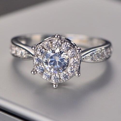 YPAY8 Fashion simple hot ladies S925 sterling silver ring Top quality large zircon wedding lasting color silver ring jewelry