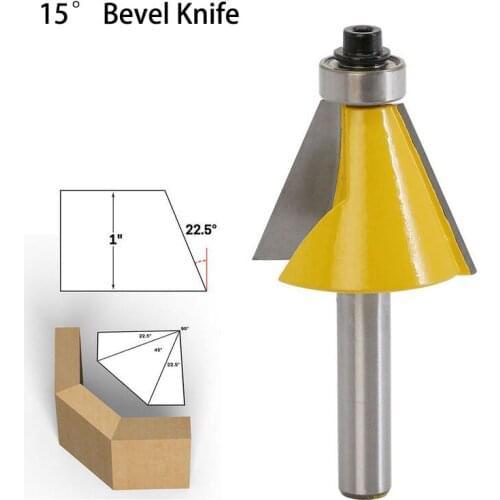 1Pcs Woodworking Milling Edger Bit 15 Degree Angle 22.5 Degree Width 34mm Drill Bit 8mm Shank Tenon Cutter Woodwork Milling
