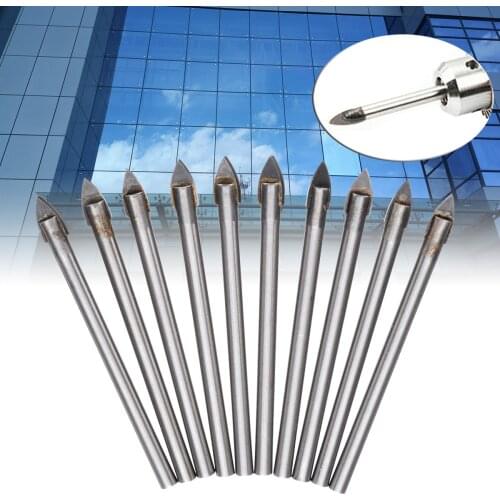 10pcs/set High Hardness 6mm Tip Ceramic Tile Glass Drill Bit Head Opener Tungsten Carbide Drill Bit Power Tool Accessories
