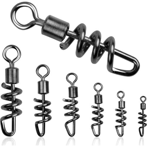 100Pcs Fishing Corkscrew Swivel Snap Stainless Steel Rolling Swivels Fishing Line Connector Fishing Tackle Accessories