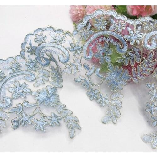 GLace 2Y/lot Light blue car bone lace clothing wedding childrens dress lace accessories DIY material decoraiton TX1619