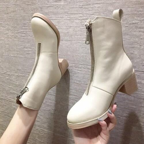 2020 New Winter Casual Women Pumps Warm Ankle Boots Waterproof High Heels Snow Martin Shoes Botas Patent Botas Mujer size 35-39