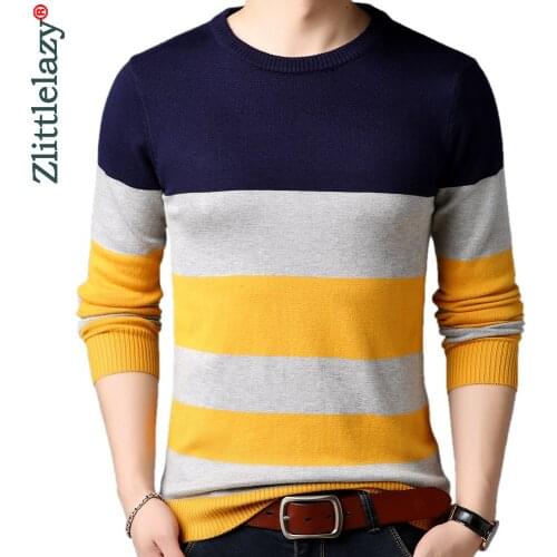2020 brand new casual knitted sweater men pullover clothing fashion tops clothes knit striped warm mens sweaters pullovers 91505