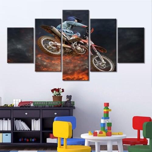 Wall Art Motor sports Canvas Painting 5 Pcs Print Poster Pictures Bedroom Home Decoration